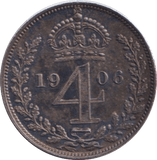 1906 MAUNDY FOURPENCE ( AUNC ) - Maundy Coins - Cambridgeshire Coins