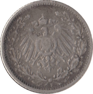 1906 SILVER 1/2 MARK GERMANY - SILVER WORLD COINS - Cambridgeshire Coins