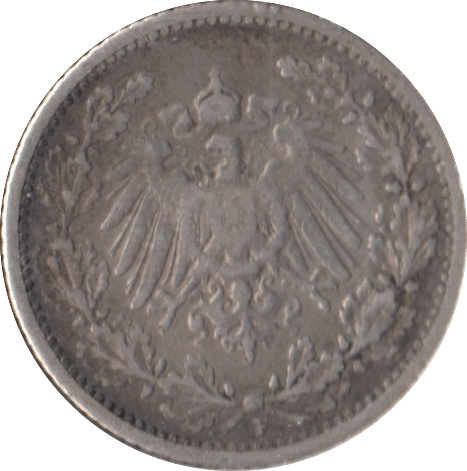 1906 SILVER 1/2 MARK GERMANY - SILVER WORLD COINS - Cambridgeshire Coins