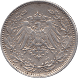 1906 SILVER 1/2 MARK MINT MARK F GERMANY REF H91 - WORLD SILVER COINS - Cambridgeshire Coins