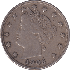1906 SILVER 5 CENT USA - SILVER WORLD COINS - Cambridgeshire Coins