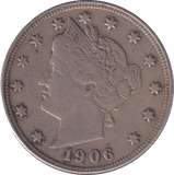 1906 SILVER 5 CENT USA - SILVER WORLD COINS - Cambridgeshire Coins