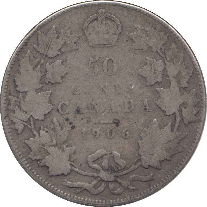 1906 SILVER FIFTY CENTS CANADA - WORLD SILVER COINS - Cambridgeshire Coins
