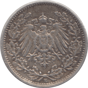 1906 SILVER GERMAN 1/2 MARK - SILVER WORLD COINS - Cambridgeshire Coins