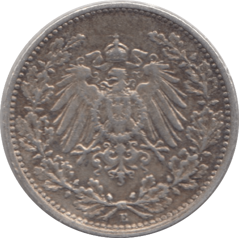 1906 SILVER GERMAN 1/2 MARK - SILVER WORLD COINS - Cambridgeshire Coins
