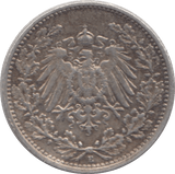 1906 SILVER GERMAN 1/2 MARK - SILVER WORLD COINS - Cambridgeshire Coins