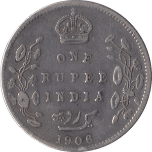1906 SILVER ONE RUPEE INDIA - SILVER WORLD COINS - Cambridgeshire Coins