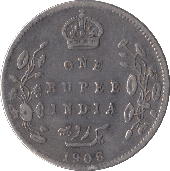 1906 SILVER ONE RUPEE INDIA - SILVER WORLD COINS - Cambridgeshire Coins