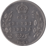 1906 SILVER ONE RUPEE INDIA - SILVER WORLD COINS - Cambridgeshire Coins