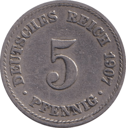 1907 5 PFENNIG GERMANY - WORLD COINS - Cambridgeshire Coins