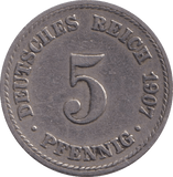 1907 5 PFENNIG GERMANY - WORLD COINS - Cambridgeshire Coins