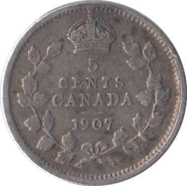 1907 CANADA SILVER 5 CENTS - SILVER WORLD COINS - Cambridgeshire Coins