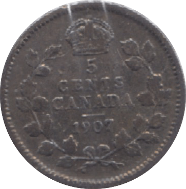 1907 CANADA SILVER 5 CENTS - WORLD SILVER COINS - Cambridgeshire Coins