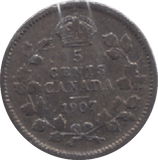 1907 CANADA SILVER 5 CENTS - WORLD SILVER COINS - Cambridgeshire Coins