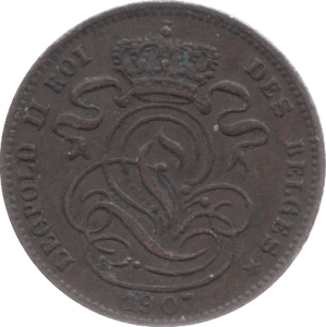 1907 CENT BELGIUM - WORLD COINS - Cambridgeshire Coins