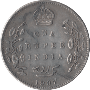 1907 INDIAN SILVER ONE RUPEE - SILVER WORLD COINS - Cambridgeshire Coins