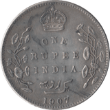 1907 INDIAN SILVER ONE RUPEE - SILVER WORLD COINS - Cambridgeshire Coins