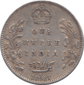 1907 INDIAN SILVER ONE RUPEE - SILVER WORLD COINS - Cambridgeshire Coins