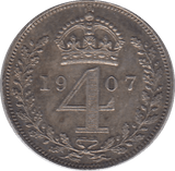1907 MAUNDY FOURPENCE ( UNC ) - Maundy Coins - Cambridgeshire Coins