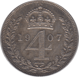 1907 MAUNDY FOURPENCE ( UNC ) - Maundy Coins - Cambridgeshire Coins