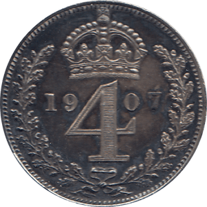 1907 MAUNDY FOURPENCE ( UNC ) - Maundy Coins - Cambridgeshire Coins