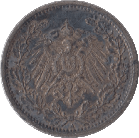 1907 SILVER 1/2 MARK GERMANY - SILVER WORLD COINS - Cambridgeshire Coins