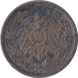 1907 SILVER 1/2 MARK GERMANY - SILVER WORLD COINS - Cambridgeshire Coins