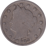 1907 SILVER 5 CENT USA - SILVER WORLD COINS - Cambridgeshire Coins