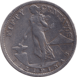 1907 SILVER 50 CENTAVOS PHILIPPINES - SILVER WORLD COINS - Cambridgeshire Coins