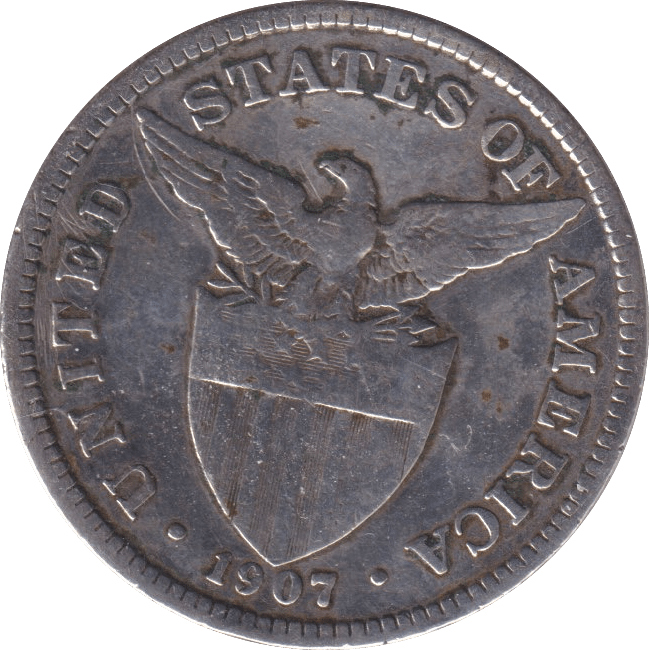 1907 SILVER 50 CENTAVOS PHILIPPINES - SILVER WORLD COINS - Cambridgeshire Coins