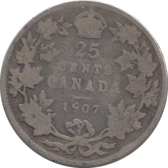 1907 SILVER CANADA 25 CENTS 1 - SILVER WORLD COINS - Cambridgeshire Coins