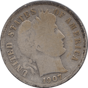 1907 SILVER DIME USA D - SILVER WORLD COINS - Cambridgeshire Coins