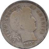 1907 SILVER DIME USA D - SILVER WORLD COINS - Cambridgeshire Coins