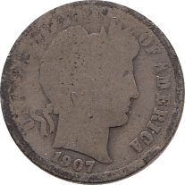 1907 SILVER DIME USA - SILVER WORLD COINS - Cambridgeshire Coins