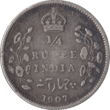 1907 SILVER INDIA 1/4 RUPEE - SILVER WORLD COINS - Cambridgeshire Coins