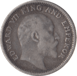 1907 SILVER INDIA 1/4 RUPEE - SILVER WORLD COINS - Cambridgeshire Coins