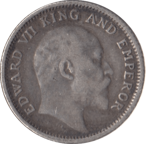 1907 SILVER INDIA 1/4 RUPEE - SILVER WORLD COINS - Cambridgeshire Coins