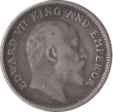 1907 SILVER INDIA 1/4 RUPEE - SILVER WORLD COINS - Cambridgeshire Coins
