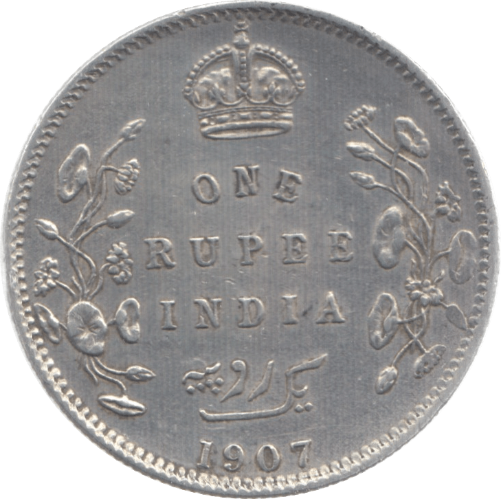 1907 SILVER ONE RUPEE INDIA - WORLD SILVER COINS - Cambridgeshire Coins