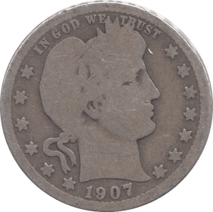 1907 SILVER QUARTER DOLLAR USA - SILVER WORLD COINS - Cambridgeshire Coins