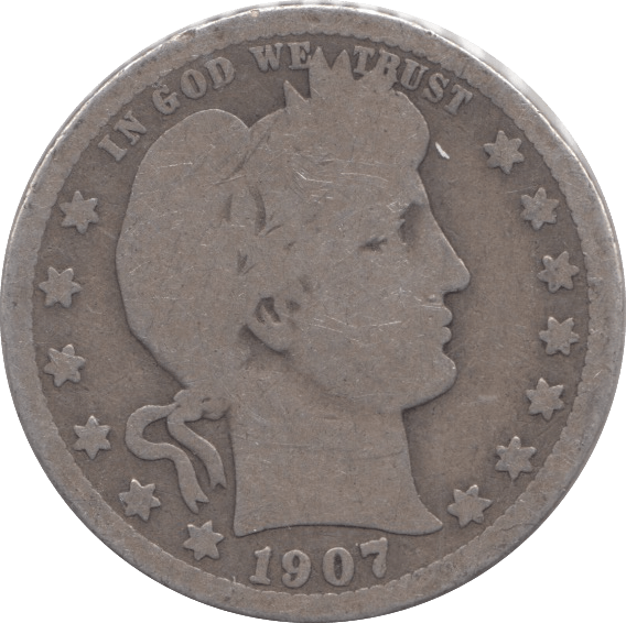 1907 SILVER QUARTER DOLLAR USA - SILVER WORLD COINS - Cambridgeshire Coins