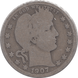 1907 SILVER QUARTER DOLLAR USA - SILVER WORLD COINS - Cambridgeshire Coins