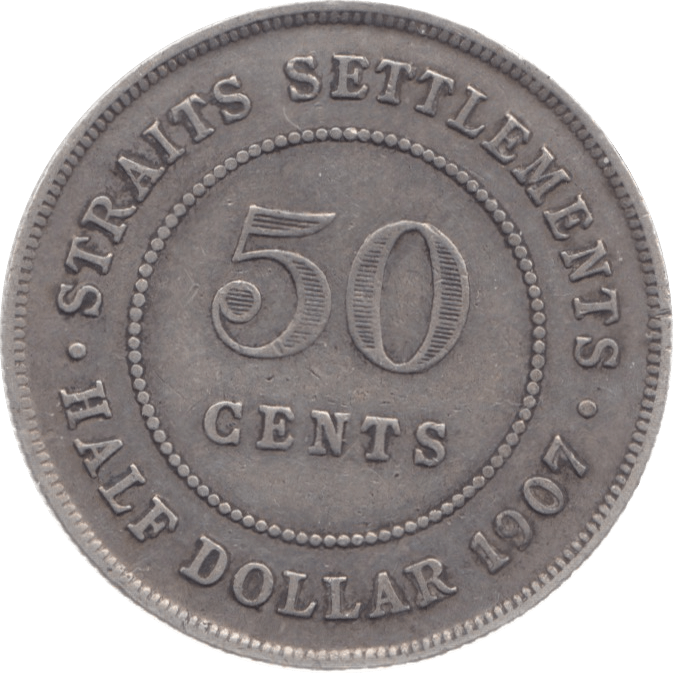 1907 STRAIT SETTLEMENTS HALF DOLLAR - WORLD COINS - Cambridgeshire Coins