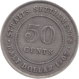 1907 STRAIT SETTLEMENTS HALF DOLLAR - WORLD COINS - Cambridgeshire Coins