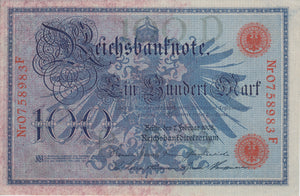 1908 100 MARK GERMAN INFLATION BANKNOTE GERMANY REF 771 - World Banknotes - Cambridgeshire Coins