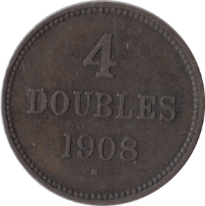 1908 4 DOUBLES GUERNSEY - WORLD COINS - Cambridgeshire Coins
