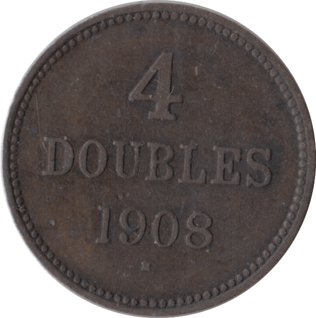 1908 4 DOUBLES GUERNSEY - WORLD COINS - Cambridgeshire Coins