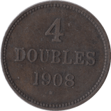 1908 4 DOUBLES GUERNSEY - WORLD COINS - Cambridgeshire Coins
