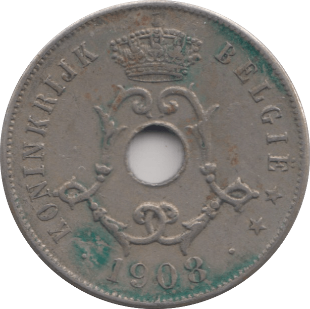1908 BELGIUM 25 CENT - WORLD COINS - Cambridgeshire Coins