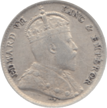 1908 CEYLON SILVER 10 CENTS ( GVF ) - WORLD COINS - Cambridgeshire Coins